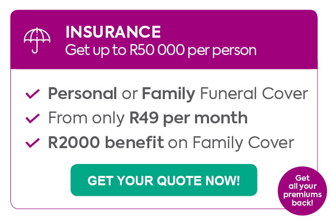 finchoice funeral cover, personal funeral cover, family funeral cover, funeral policy, up to R50 000 per person, insurance, R2 000 benefit on family, from R49 per month, add 4 parents, get all your premiums back, premium cashback, premium cashback when you claim, 48 hour payout, no medical examination, cover up to 11 people