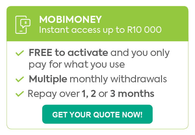 free to activate, only pay for what you use, multiple monthly withdrawals, repay over 1, 2 or 3 months, up to R10 000, instant access to money, mobimoney, finchoice mobimoney, mobimoney facility, facility, flexible facility, buy airtime data and electricity, value added services, get your quote, get your quote in minutes